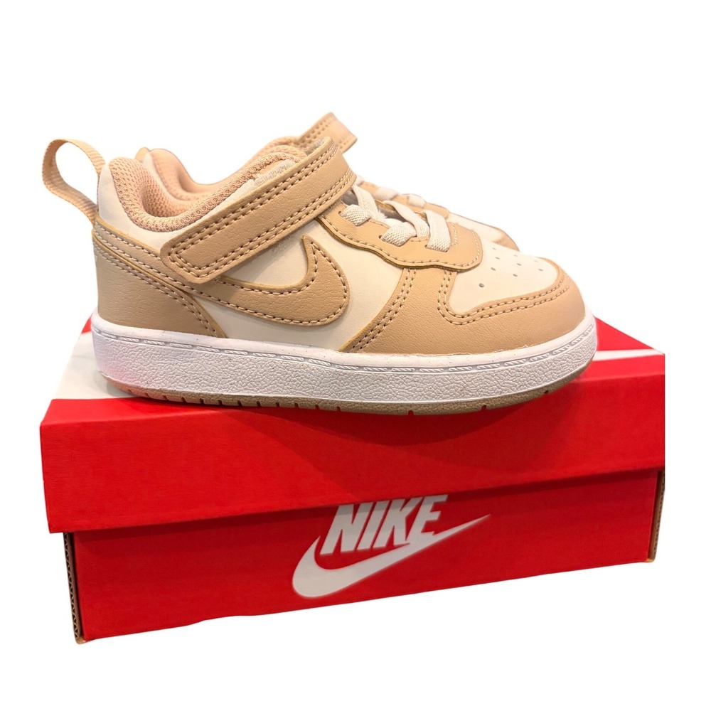 Nike Court Borough Low 2 Toddler 7C Phantom White Linen Tan Shoes IQ2723-001